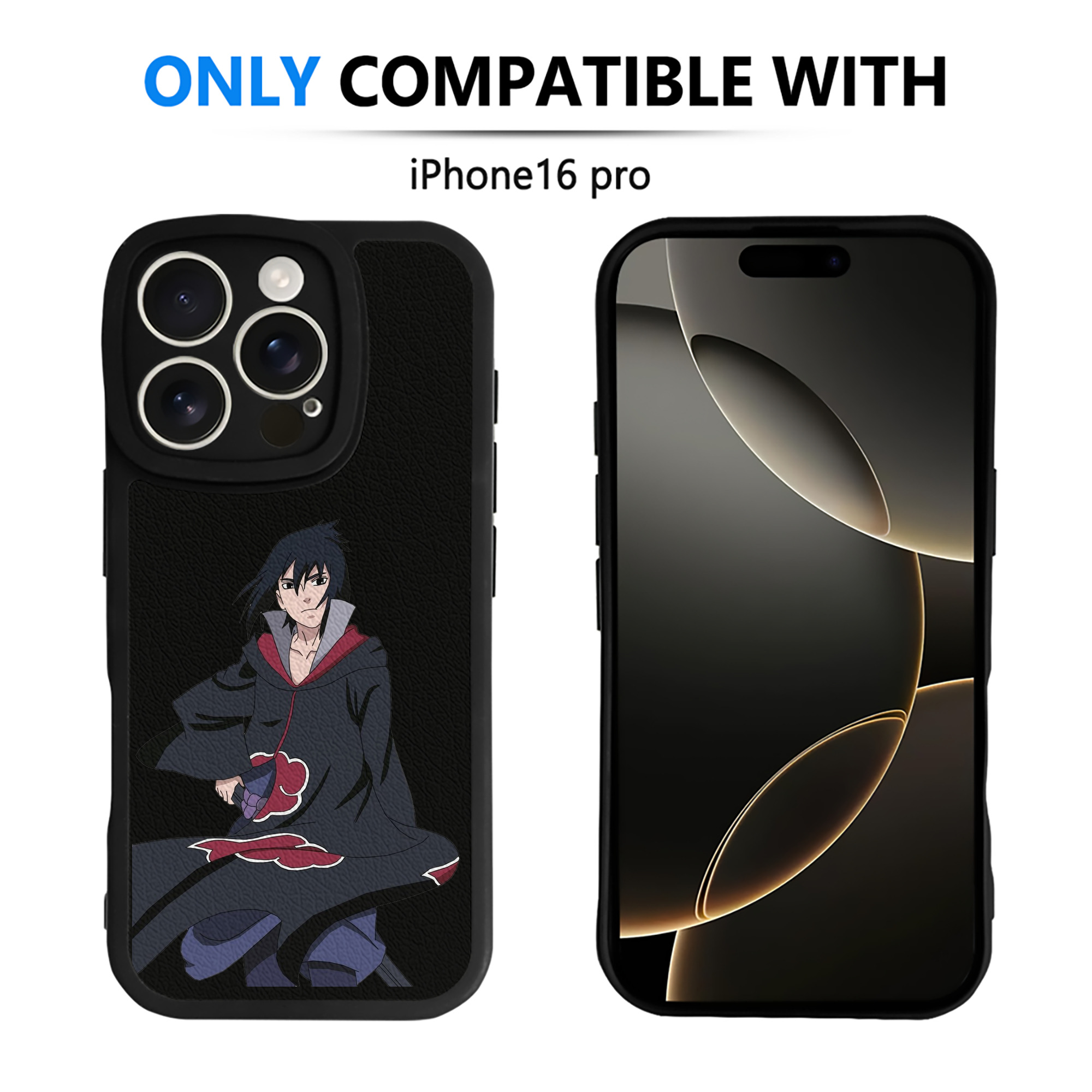 （画像用） NARUTO -ナルト- うちは サスケ Uchiha Sasuke 【iPhone 16シリーズ対応】シリコンスマホケース（レザー調） 材質：シリコン